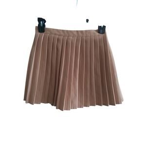 Academia pleated mini skirt tan sz Sm schoolgirl steampunk varsity attch shorts